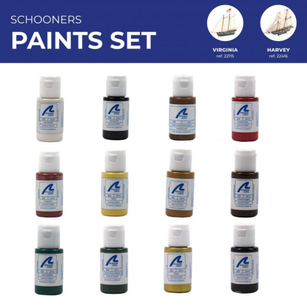 Artesania Latina Schooners Virginia Harvey Paint Set of 12 for Model 22416 22115 277PACK21
