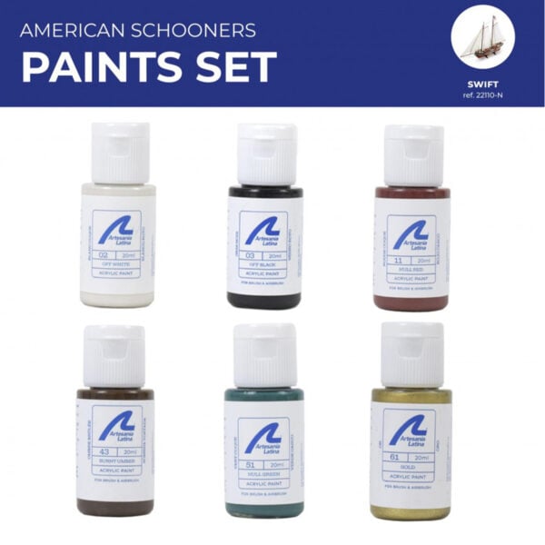 Artesania Latina American Schooners Paint Set of 6 for Models 22115 or 22110 277PACK9