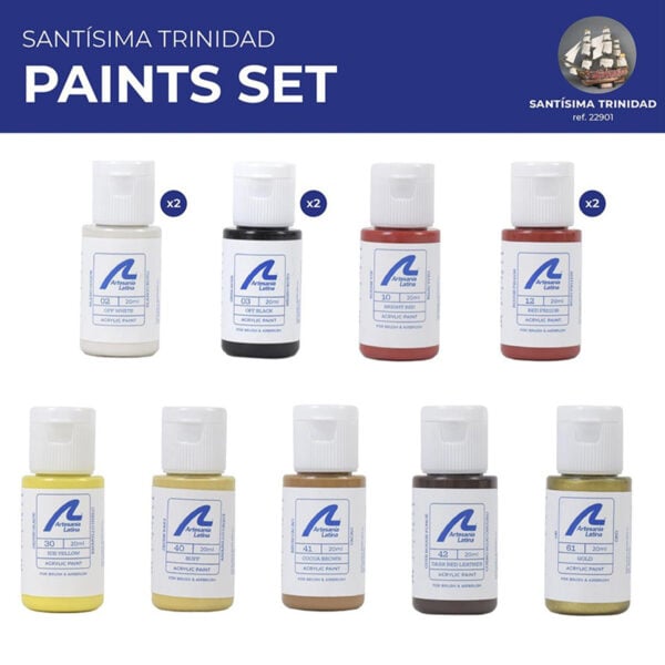 Artesania Latina Santisima Trinidad At Trafalgar Paint Set of 12 for Model 22901 277PACK30