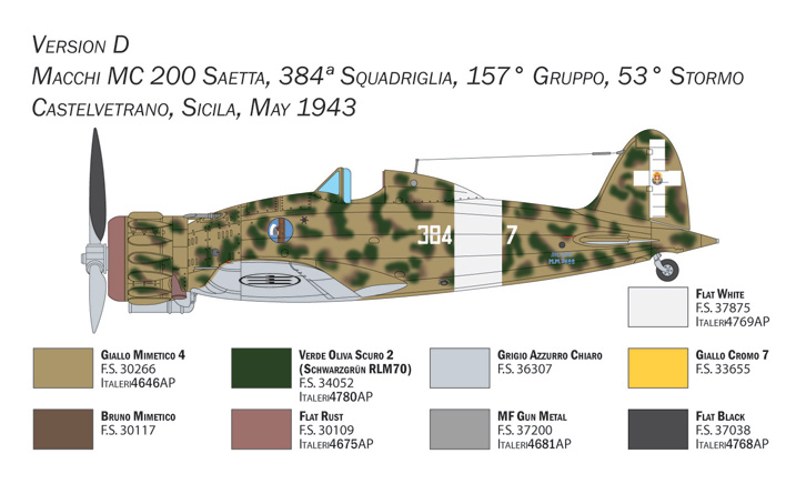 Italeri Macchi C.200 Serie XXI-XXIII Aeronatica Militare 1/48 Scale 2767