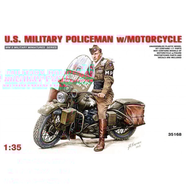 Miniart US Military Policeman with Motorcycle 1/35 Scale 35168