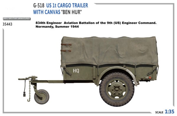 Miniart G-518 US 1t Cargo Trailer Ben Hur with Canvas 1/35 Scale 35443