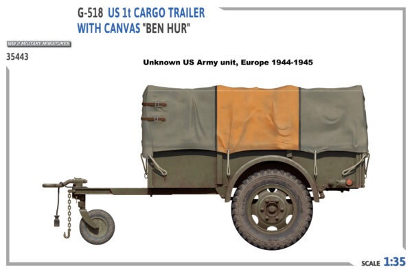 Miniart G-518 US 1t Cargo Trailer Ben Hur with Canvas 1/35 Scale 35443