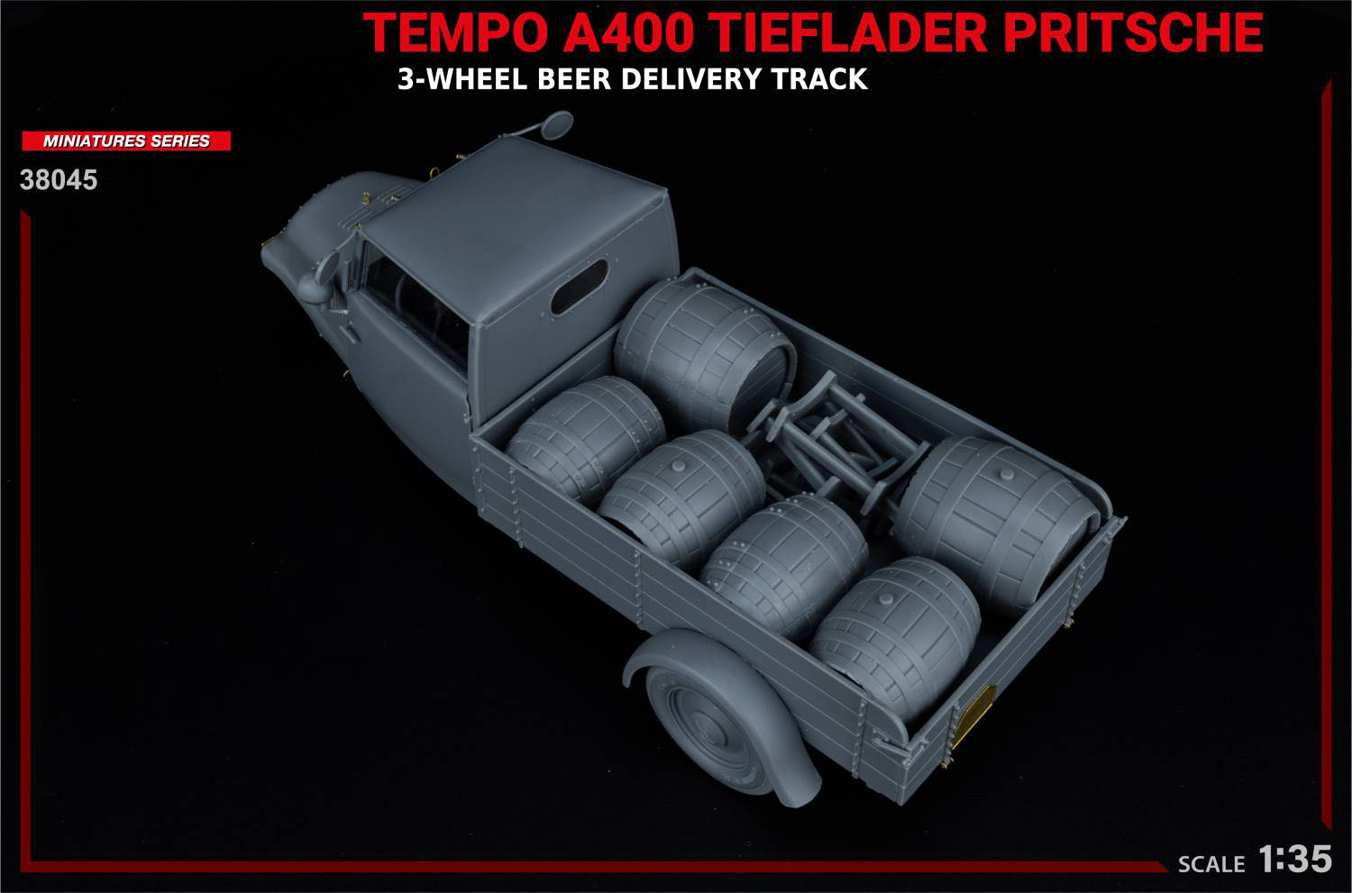 Miniart Tempo A400 Tieflader Pritsche 3-Wheel Beer Delivery Truck 1/35 38045