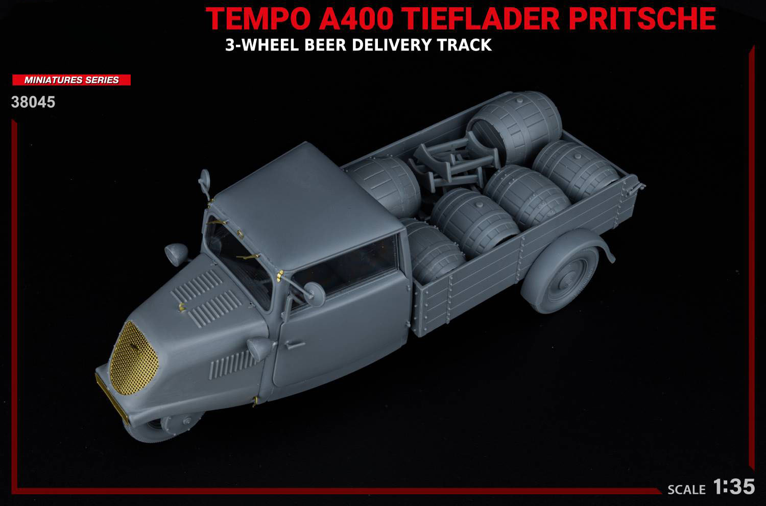 Miniart Tempo A400 Tieflader Pritsche 3-Wheel Beer Delivery Truck 1/35 38045
