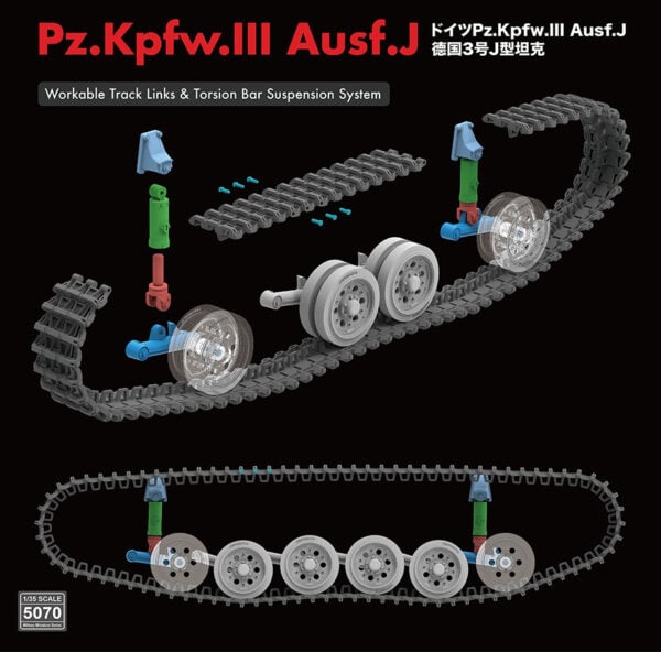 RyeField Model Pz.Kpfw.III Ausf.J with Workable Track 1/35 Scale 5070