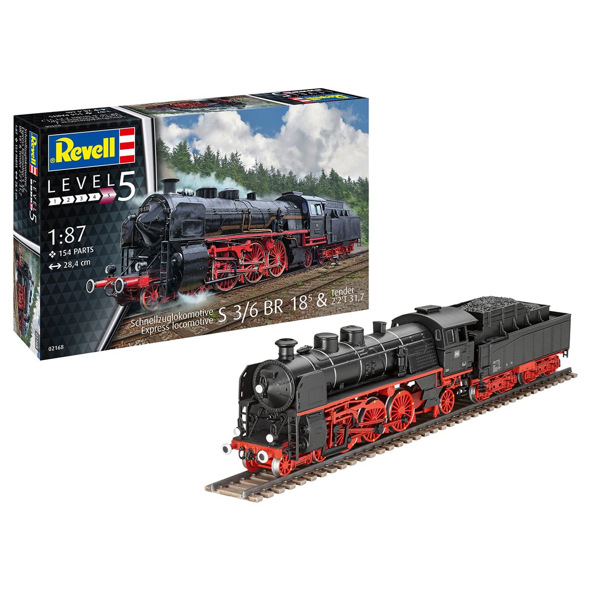 Revell Express Locomotive S 3/6 BR 18.5 and Tender 2 2 T 31.7 1/68 Scale 02168