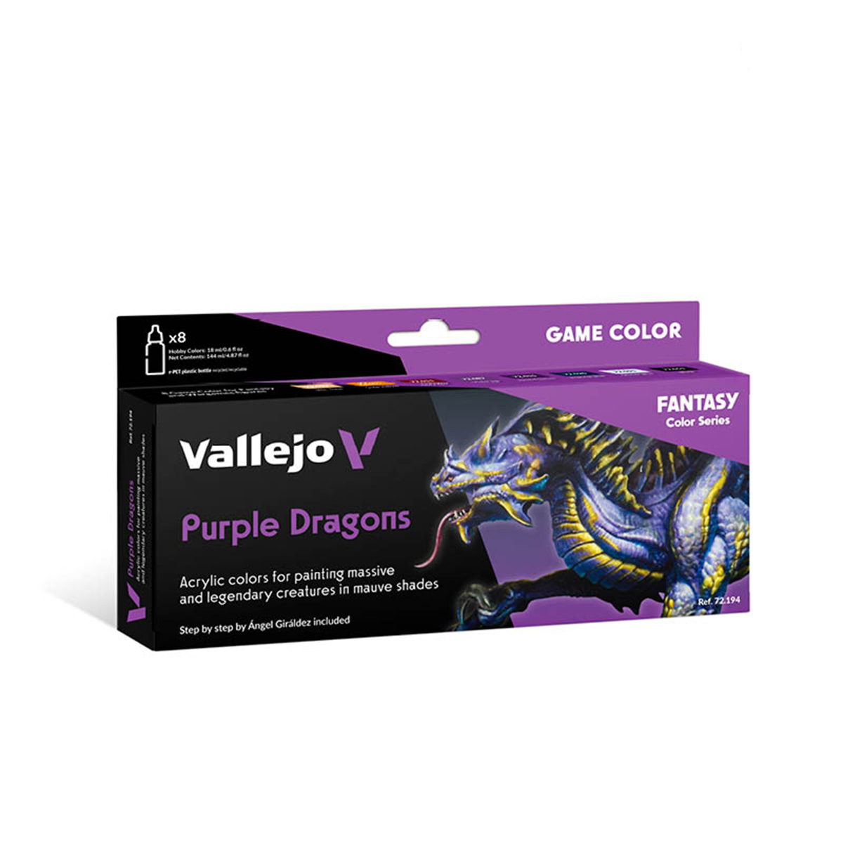 Vallejo Purple Dragons Game Paint Set of 8 Fantasy Color Series 72194