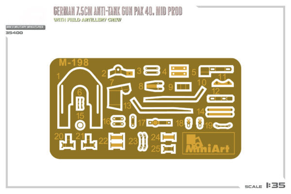 Miniart German 7.5cm Anti-Tank Gun Pak 40 Mid Production with Artillery Crew 1/35 Scale 35400