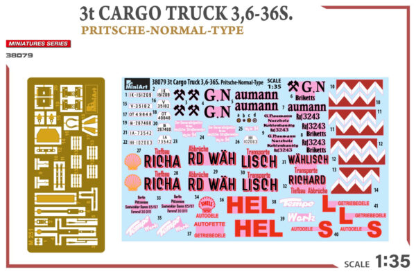 Miniart 3t Cargo Truck 3 6-36S Pritsche-Normal Type 1/35 Scale 38079