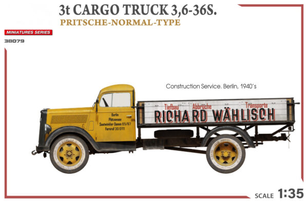 Miniart 3t Cargo Truck 3 6-36S Pritsche-Normal Type 1/35 Scale 38079