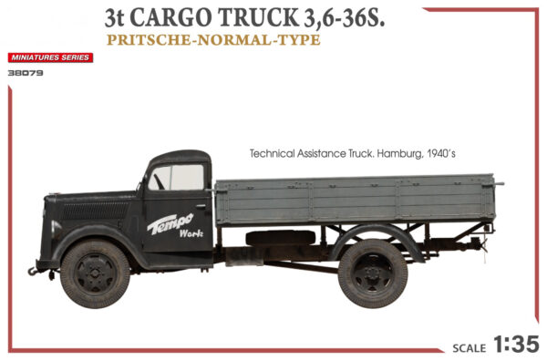 Miniart 3t Cargo Truck 3 6-36S Pritsche-Normal Type 1/35 Scale 38079