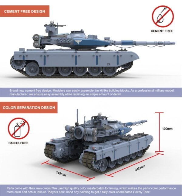 Border Model Grizzly Battle Tank with Lighting System 1/35 Scale BC-002