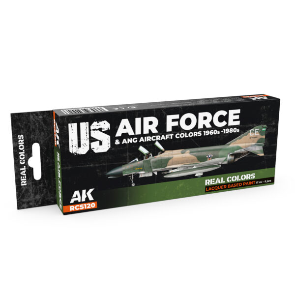AK Interactive Real Colors US Air Force and ANG Aircraft Colors 1960s to 1980s RCS120 Paint Set of 8