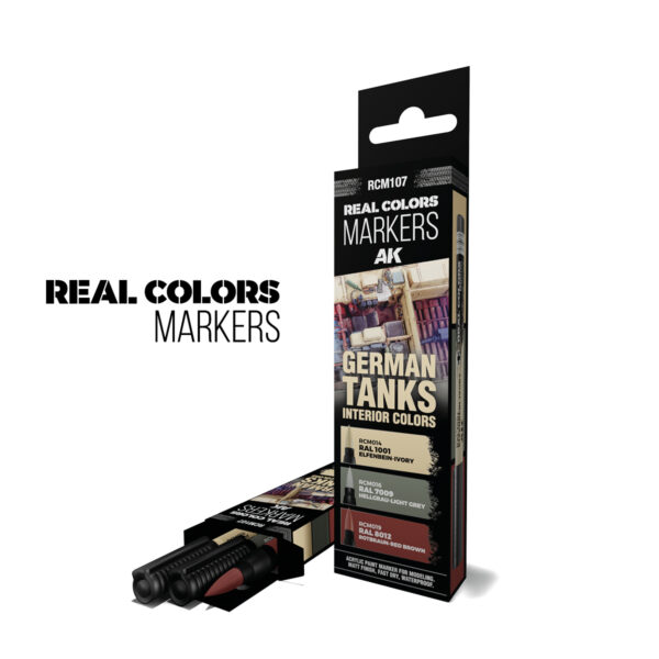 AK Interactive Real Colors Markers German Tanks Interior Colors Set of 3 RCM107