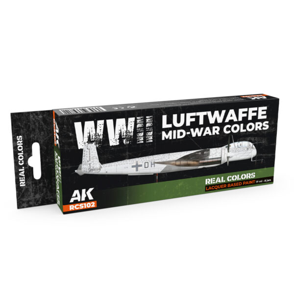 AK Interactive Real Colors WWII Luftwaffe Mid-War Colors RCS102 Paint Set of 8
