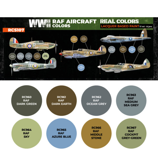 AK Interactive Real Colors WWII RAF Aircraft Colors RCS107 Paint Set of 8