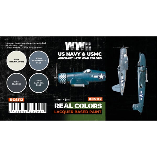 AK Interactive Real Colors WWII US Navy and USMC Aircraft Late War Colors RCS112 Paint Set of 4