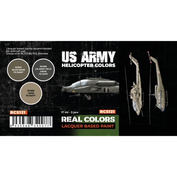 AK Interactive Real Colors US Army Helicopter Colors RCS121 Paint Set of 3