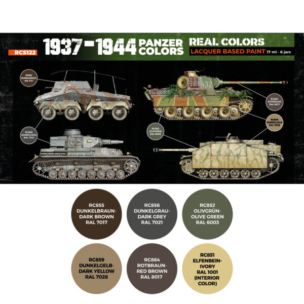 AK Interactive Real Colors 1937 to 1944 Panzer Colors RCS122 Paint Set of 6