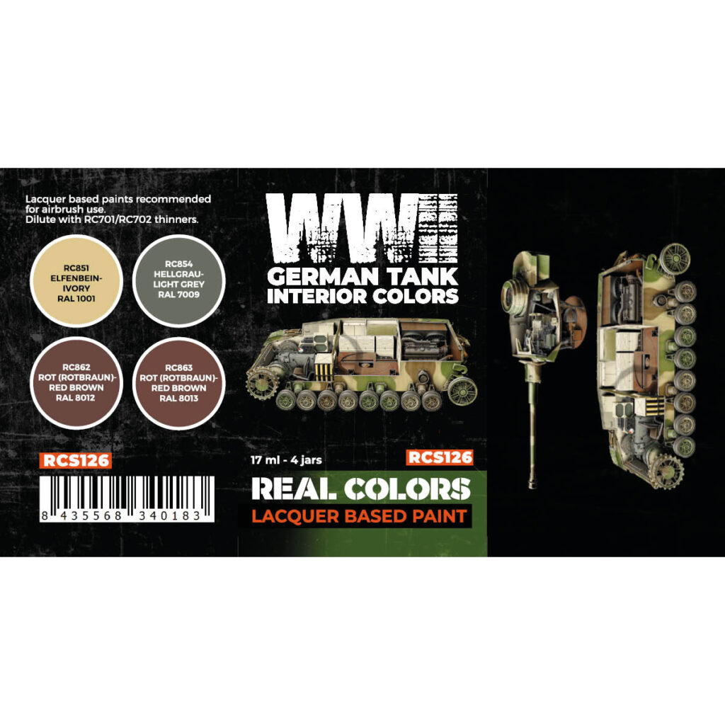 AK Interactive Real Colors WWII German Tank Interior Colors RCS126 Paint Set of 4