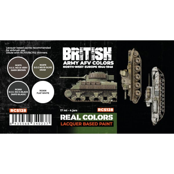 AK Interactive Real Colors British Army AFV Colors North-West Europe 1944-1945 RCS128 Paint Set of 4