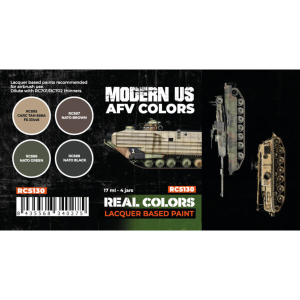 AK Interactive Real Colors Modern US AFV Colors RCS130 Paint Set of 4