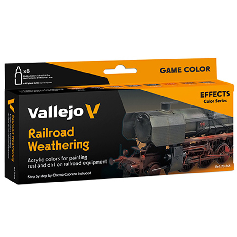 Set Di Colori Vallejo Model Color 70264 – Railroad Weathering By Chema Cabrero, 8x18ml, Per Modellismo Ferroviario