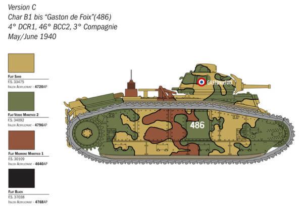 Italeri Char B1 BIS Tank Warlord Games 1/56 Scale 25766