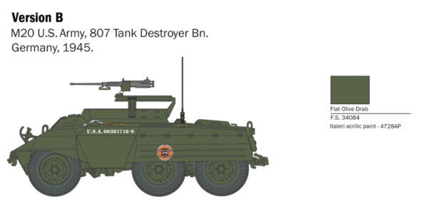 Italeri M8 M20 Tank 1/56 Scale 25759
