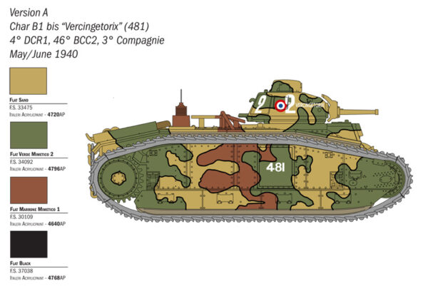 Italeri Char B1 BIS Tank Warlord Games 1/56 Scale 25766