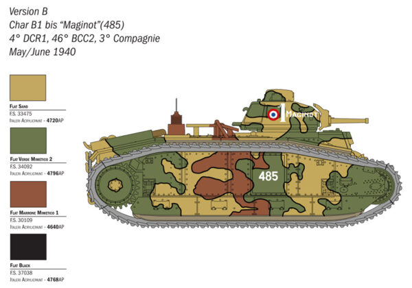 Italeri Char B1 BIS Tank Warlord Games 1/56 Scale 25766