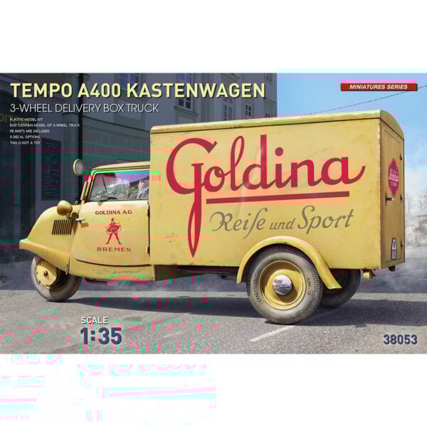 Miniart Tempo A400 Kastenwagen 3 Wheel Delivery Box Truck 1/35 Scale 38053