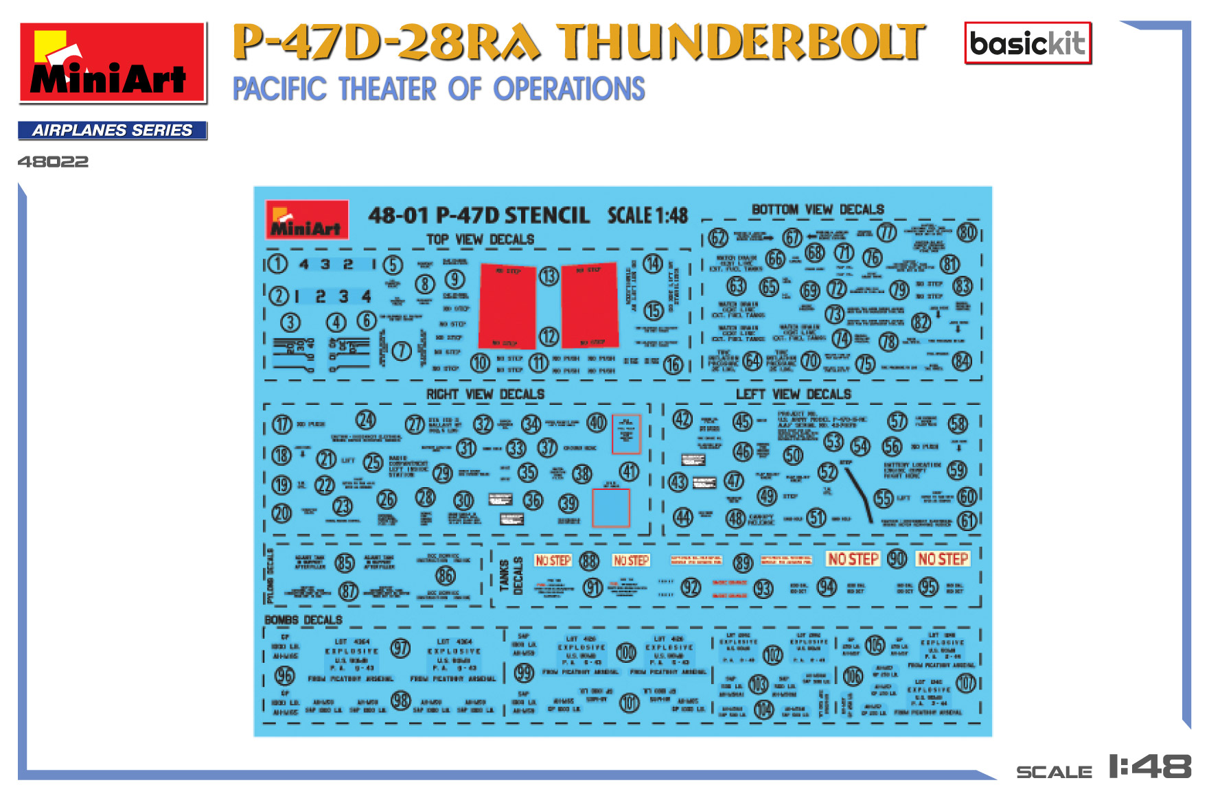 Miniart P-47D-28RA Thunderbolt Pacific Theater of Operations 1/48 Scale 48022