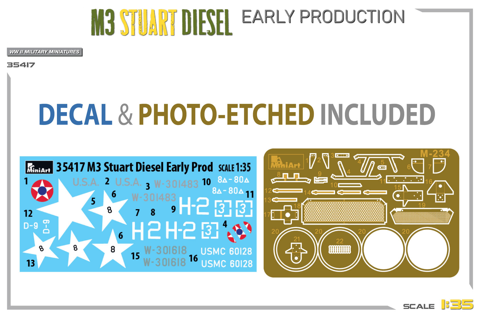 Miniart M3 Stuart Diesel Early Production 1/35 Scale 35417