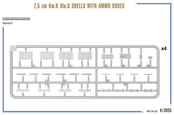 Miniart 7.5 cm Kw.K Stu.G Shells with Ammo Boxes 1/35 Scale 35457