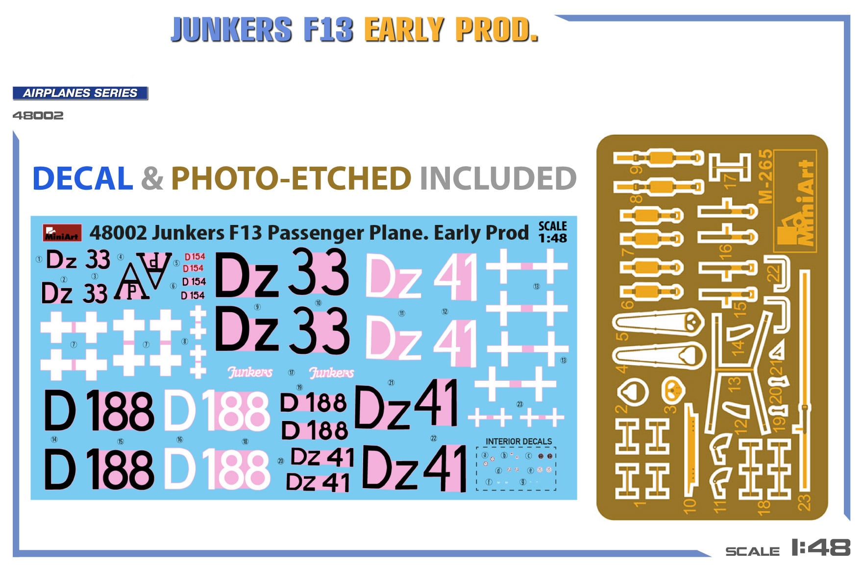 Miniart Junkers F13 Early Production 1/48 Scale 48002