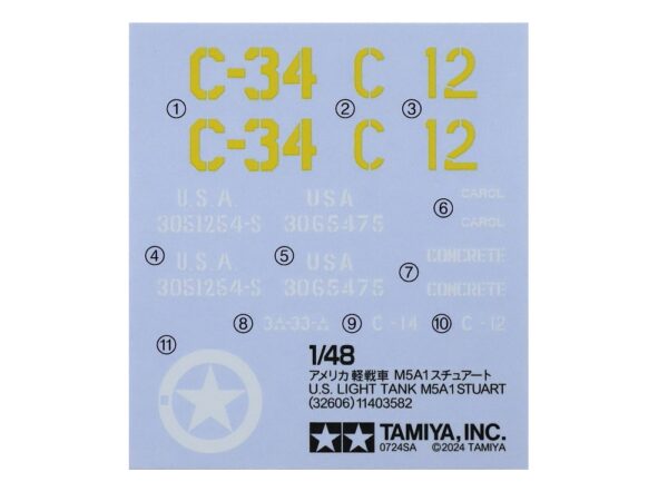 Tamiya M5A1 Stuart US Light Tank 1/48 Scale 32606