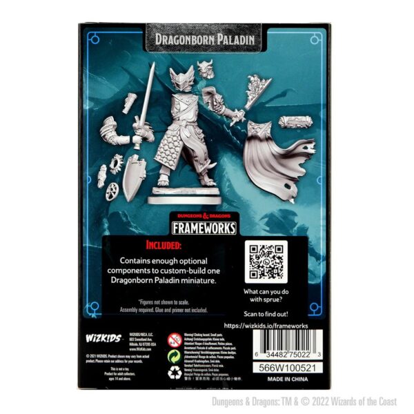 Wizkids D&D Frameworks Unpainted Miniatures Wave 1 Dragonborn Paladin Male 75022
