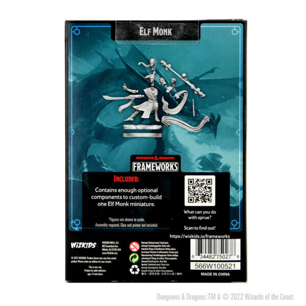Wizkids D&D Frameworks Unpainted Miniatures Wave 1 Elf Monk Male 75027