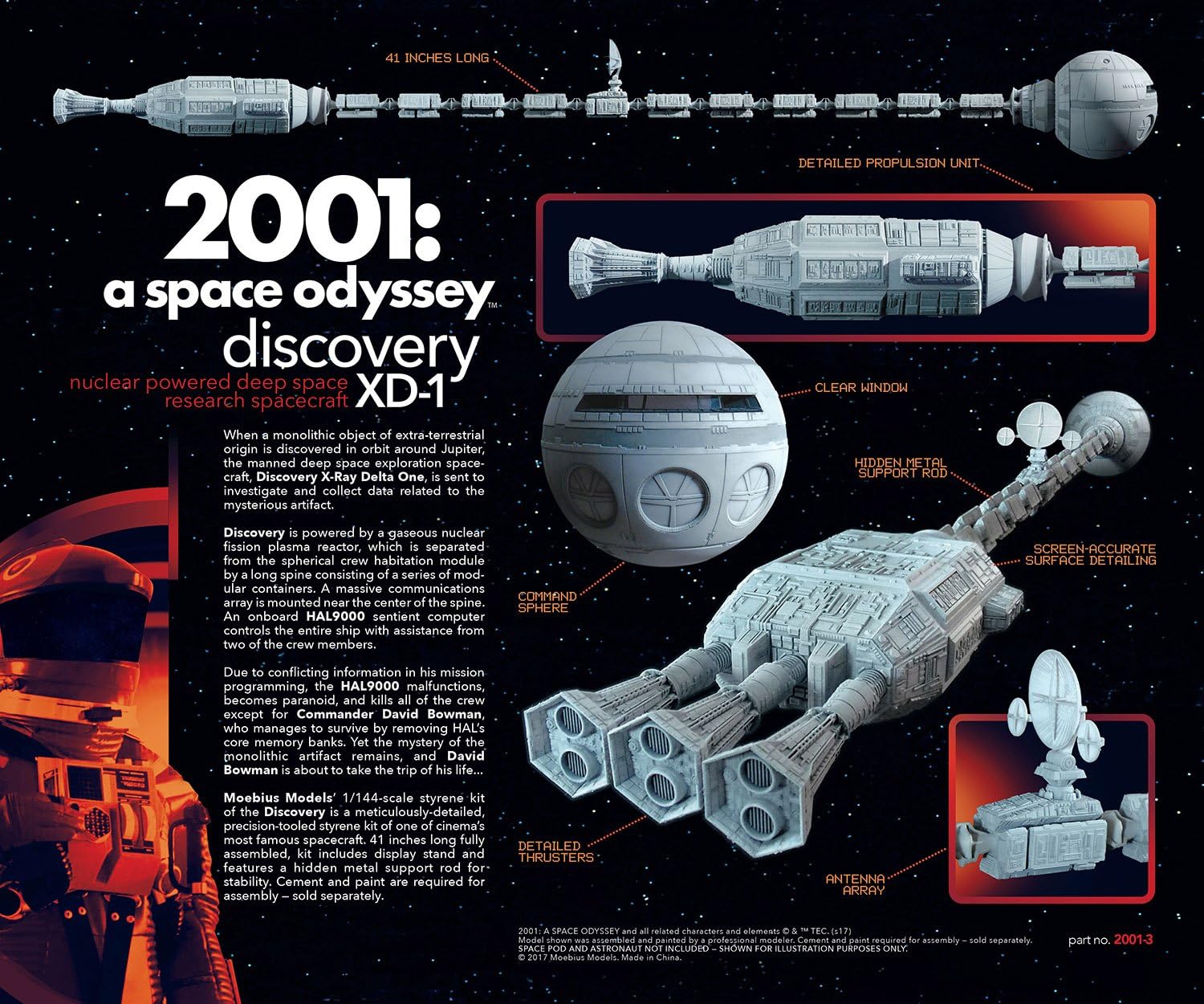 Moebius Models 2001 Space Odyssey Discovery XD-1 1/144 Scale 2001-3