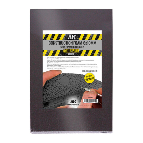 AK Interactive Construction Foam 6 and 10mm Thick A4 295x195mm Size AKI 8098