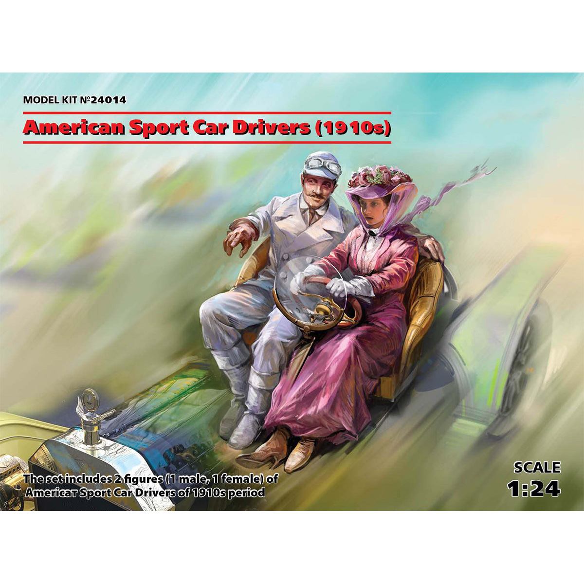 ICM American Sport Car Drivers 1910s with male and female Figures 1/24 Scale 24014