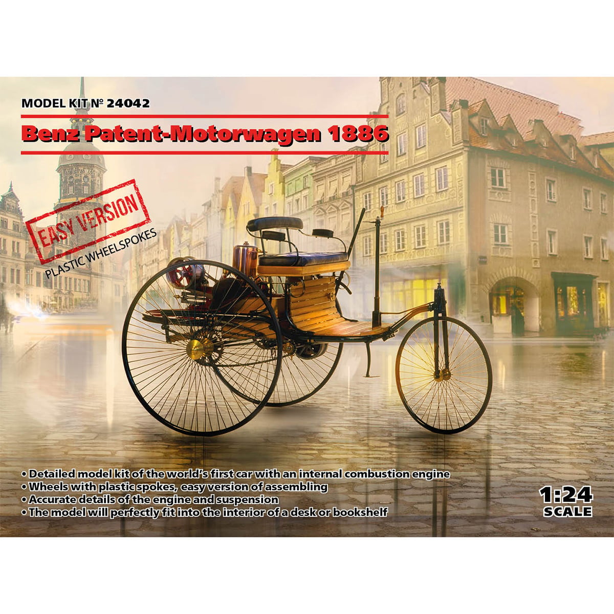 ICM Benz Patent-Motorwagen 1886 Easy Version with Plastic Wheel-spokes 1/24 Scale 24042