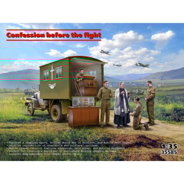 ICM Confessions Before the Fight WWII Bistish Arm Mobile Chaple & You are Important to God 1/35 Scale 35585
