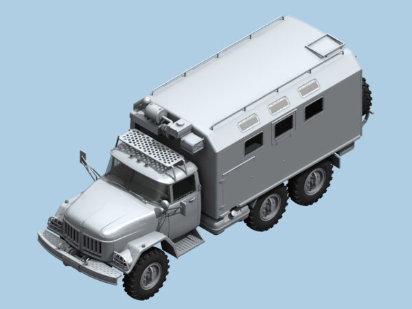 ICM Chernobyl #1 Radiation Monitoring Station ZiL-131KShM Truck with 5 Figures and diorama base with Background 1/35 Scale 35901