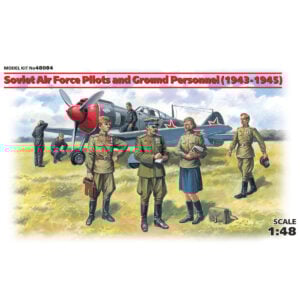 ICM Soviet Air Force Pilots and Ground Personnel 1943-1945 7 Figures - Staff Officer 2 Pilots 3 Mechanics Military Servicewomen 1/48 Scale 48084