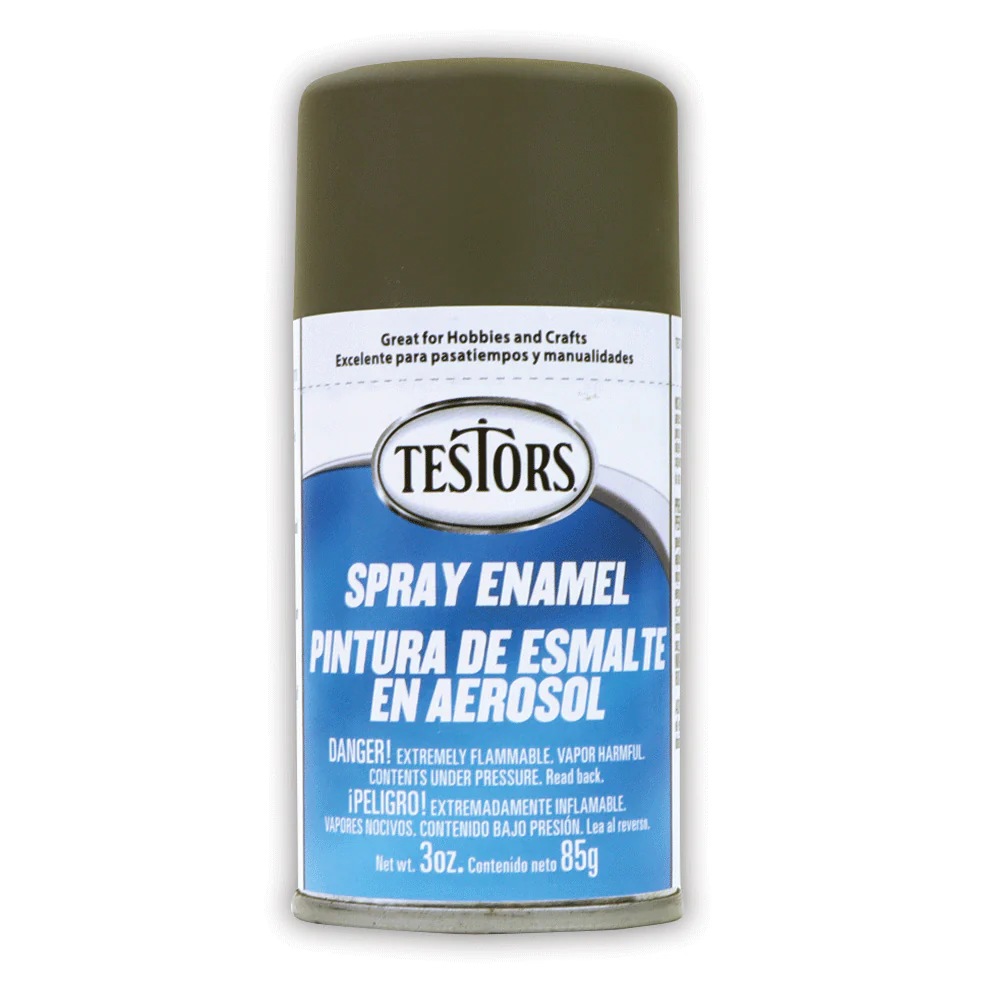 Testors Enamel Spray Paint Olive Drab Flat 3oz 1265T