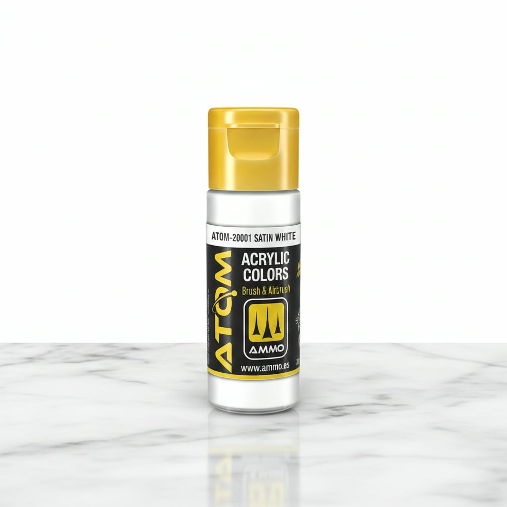 ATOM Color Acrylic Paint Satin White ATOM-20001