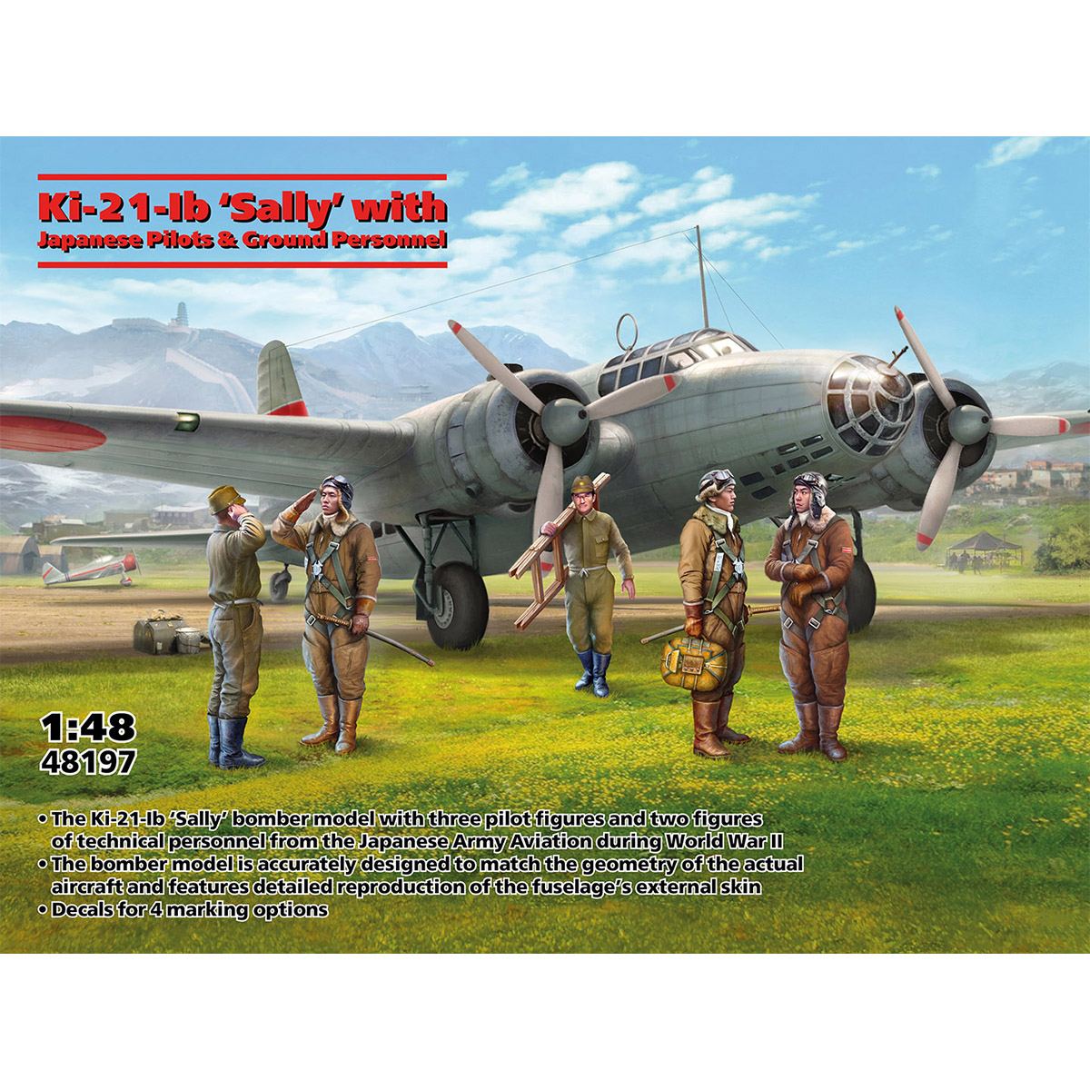 ICM Ki-21-Ib Sally with Japanese Pilots and Ground Personnel 1/48 Scale 48197